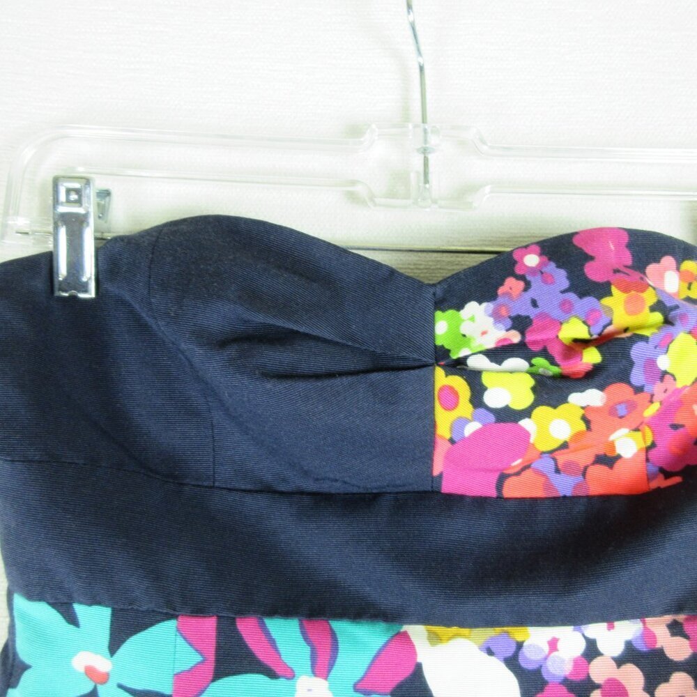 Trina Turk Navy Silk Blend Strapless Dress Size 6 ASO Kelly Monaco Multicolor - Picture 2 of 12